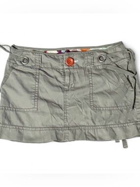 Vintage American Eagle Outfitters Y2K Green Utility Cargo Mini Skirt